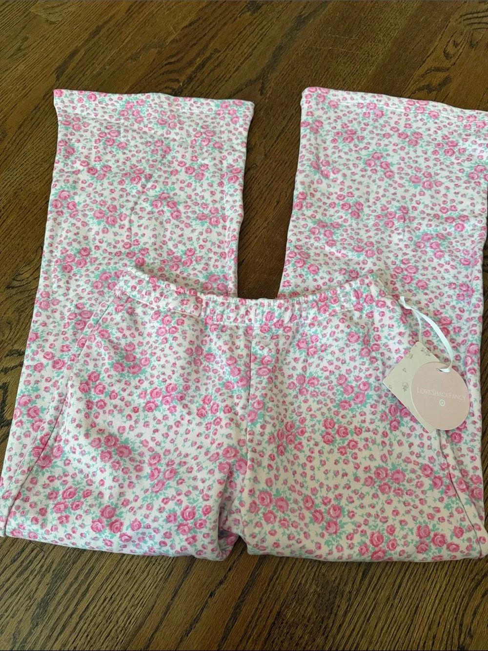 Girls LoveShackFancy target Pink Floral wide leg sweatpants sz XXL nwt